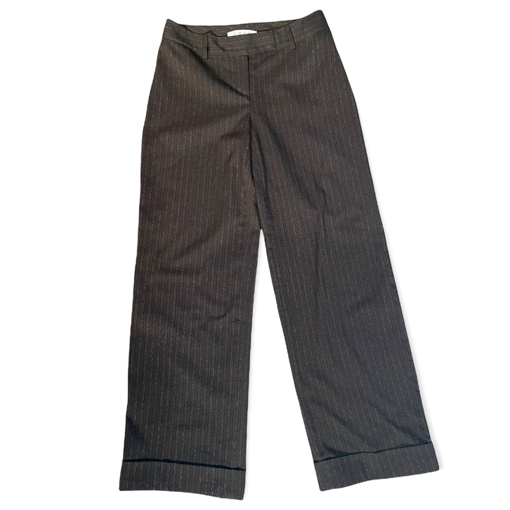 CAbi Brown Pinstripe Dress Pants Size 0 Size XS Size S Bootcut Work Trousers Y2K